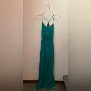 Elegant Teal Halter Maxi Dress